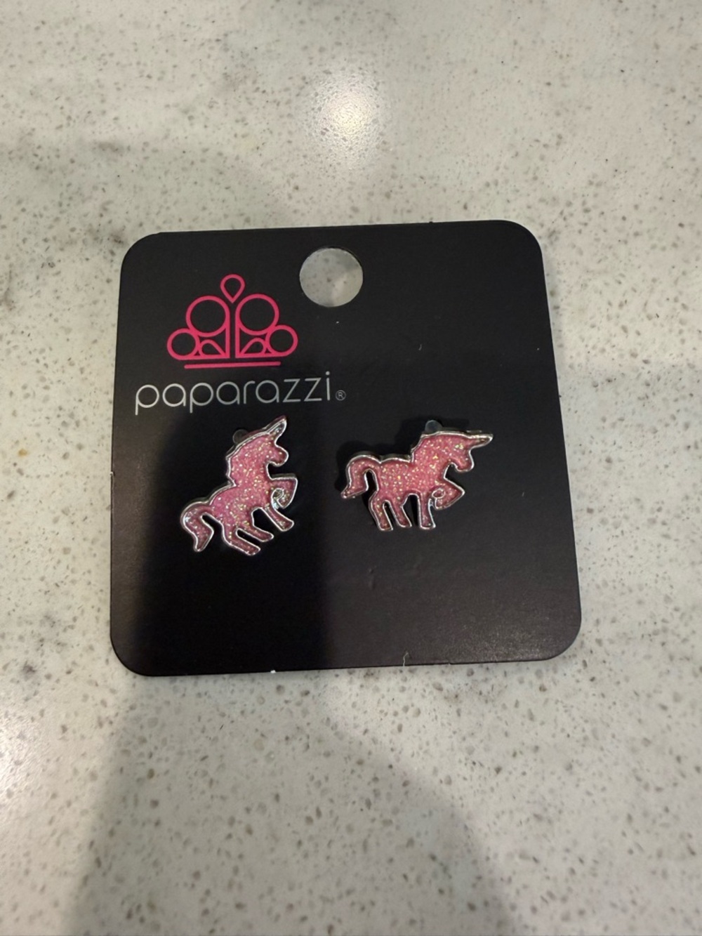 paparazzi Pink Glitter Unicorn Stud Earrings